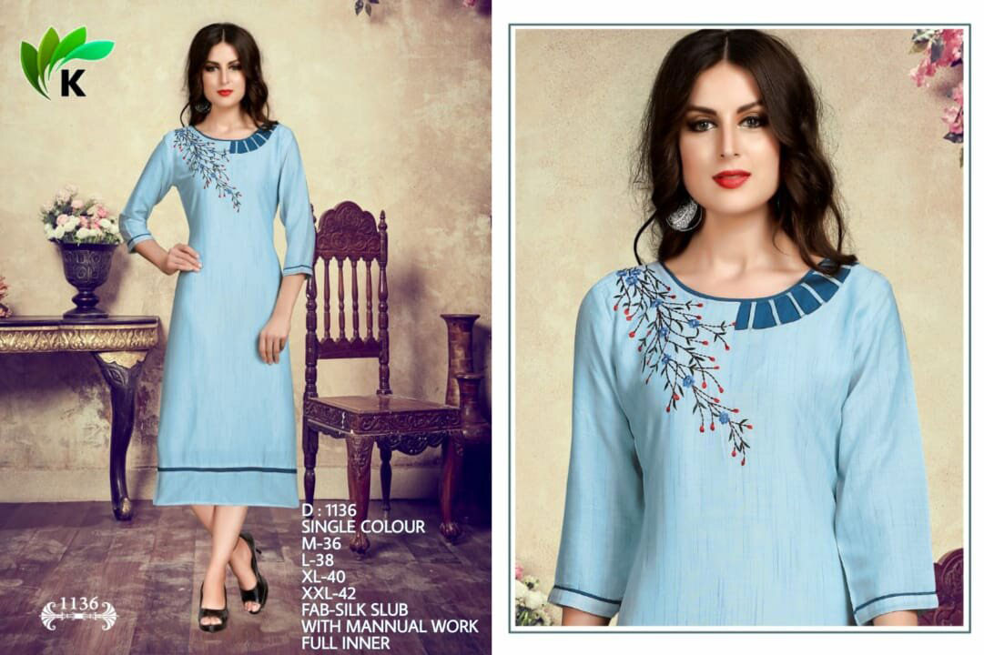 Cotton Silk Handwork Single Design 3 Size Kurti Cotton Silk Handwork Single Design 3 Size Kurti